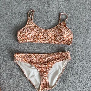 Roxy Orange and Pink Floral Trim Bikini Top
